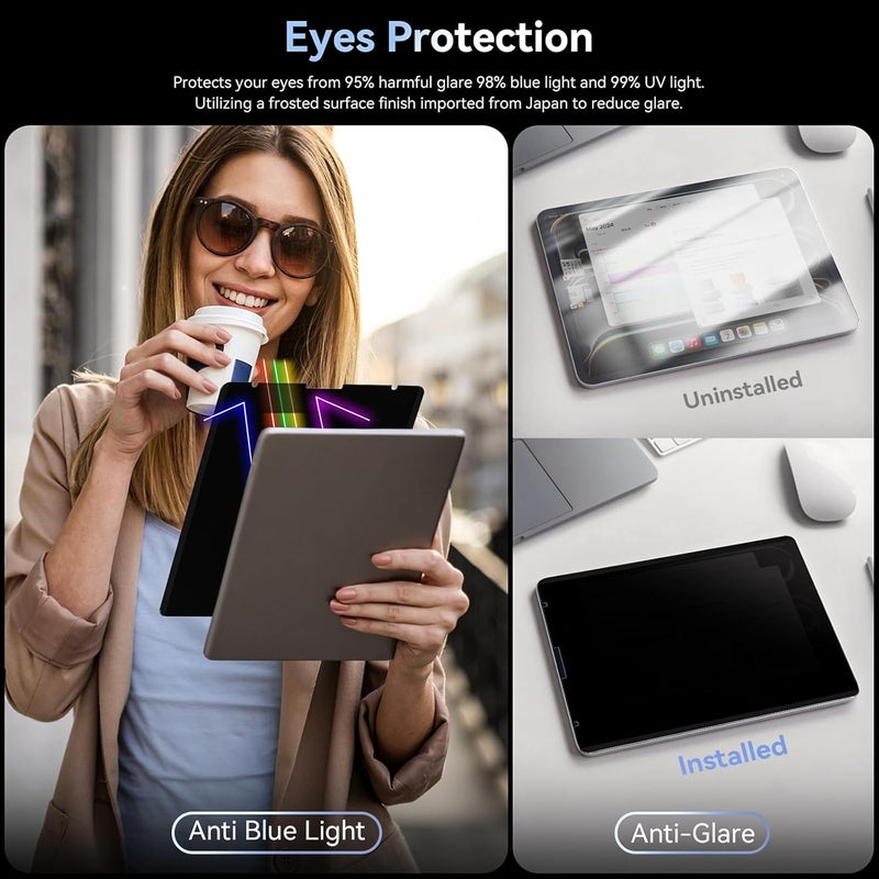 Protescreen 360° Magnetic Privacy Screen for iPad Air 5th 4th Generation 10.9 inch & iPad Pro 11"(2018-2022), 4 Way Privacy Removable Anti Glare Blue Light Filter Shield Film Anti Spy Protector - Image 4